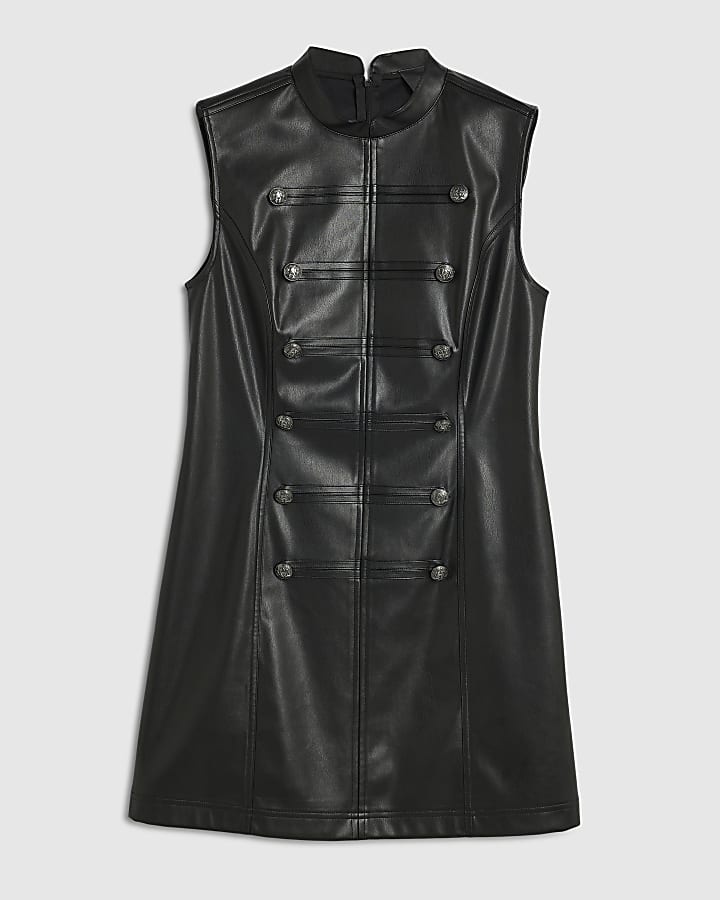 Black Faux Leather Drummer Dress