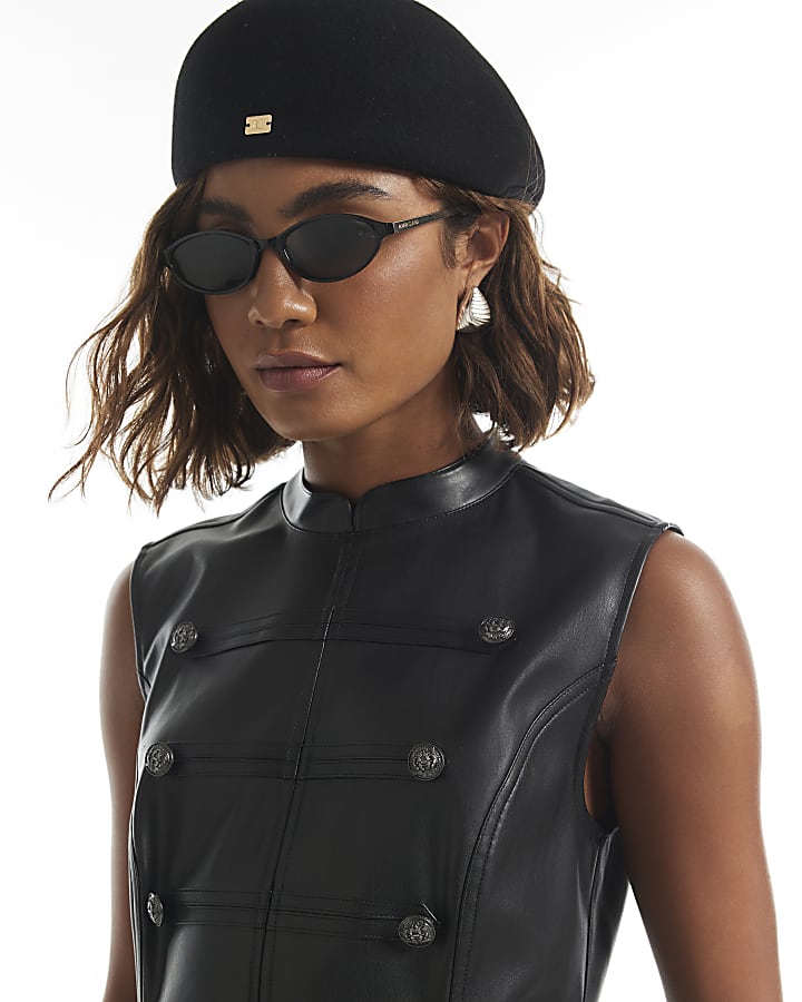 Black Faux Leather Drummer Dress