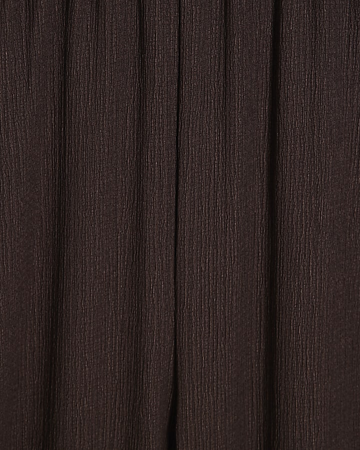 Brown Textured Halter Neck Jumpsuit