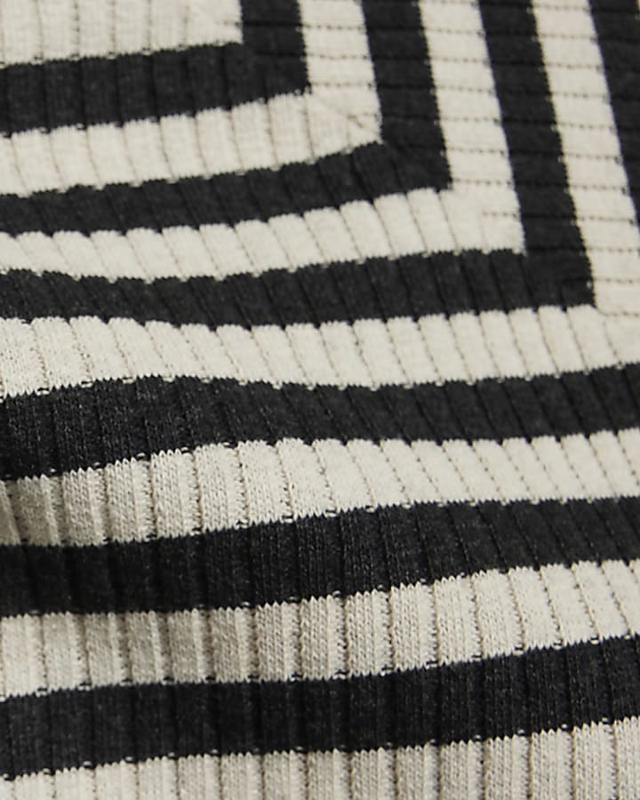 Cream Cotton Blend Fringe Stripe Tank Top
