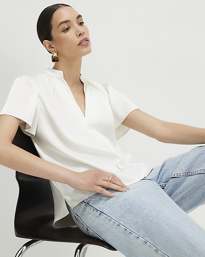 White Satin Blouse