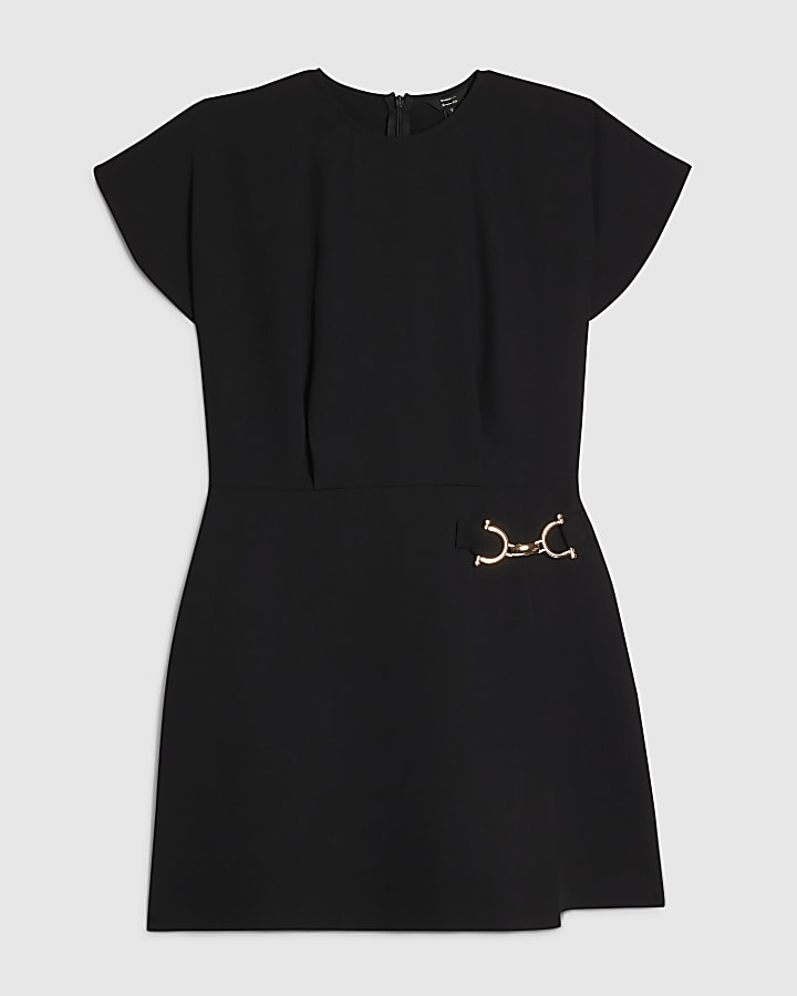 Black Snaffle Trim Mini Dress