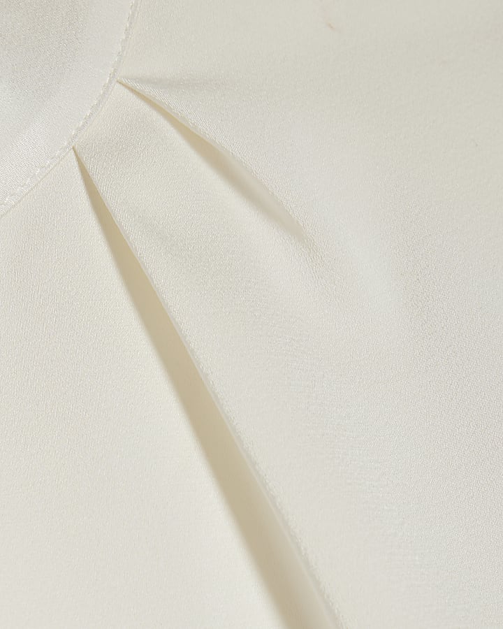 Petite White Satin Blouse