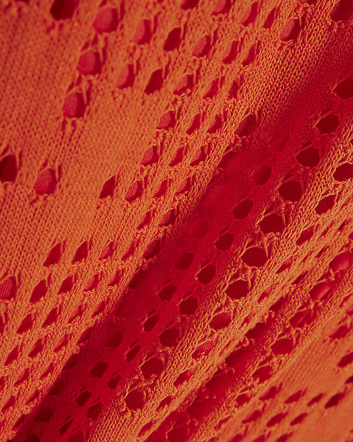 Orange Crochet Sleeveless Maxi Dress
