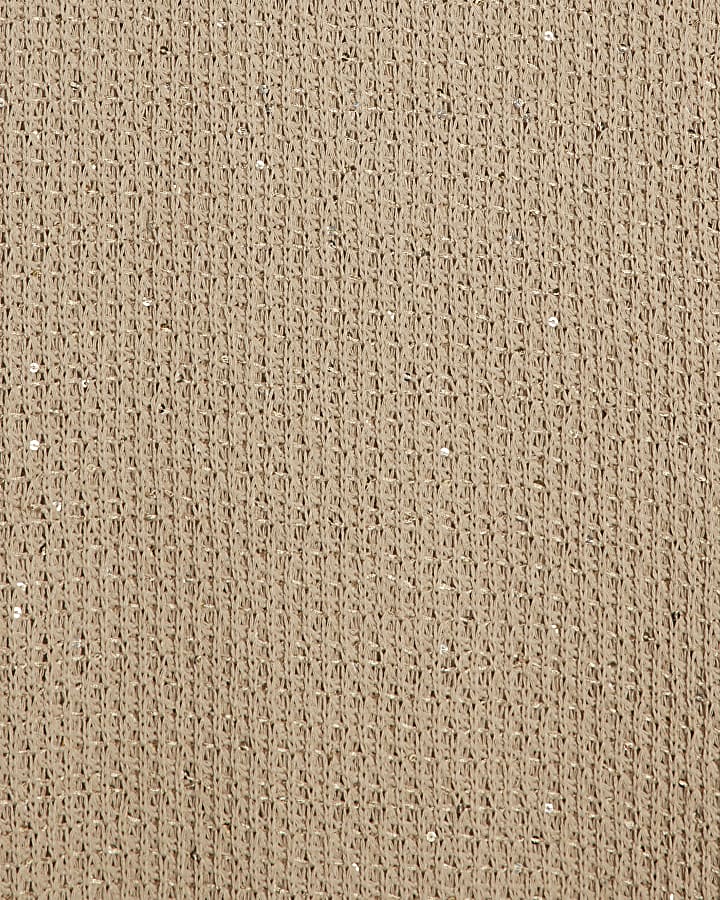 Gold Sequin Crochet Midi Dress