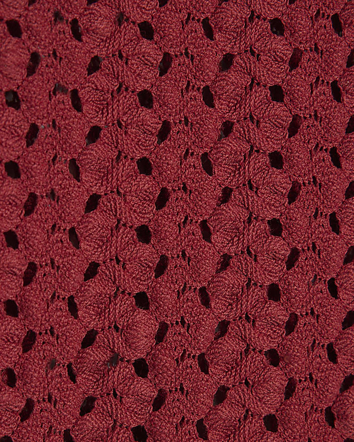 Red Crochet Tunic Top