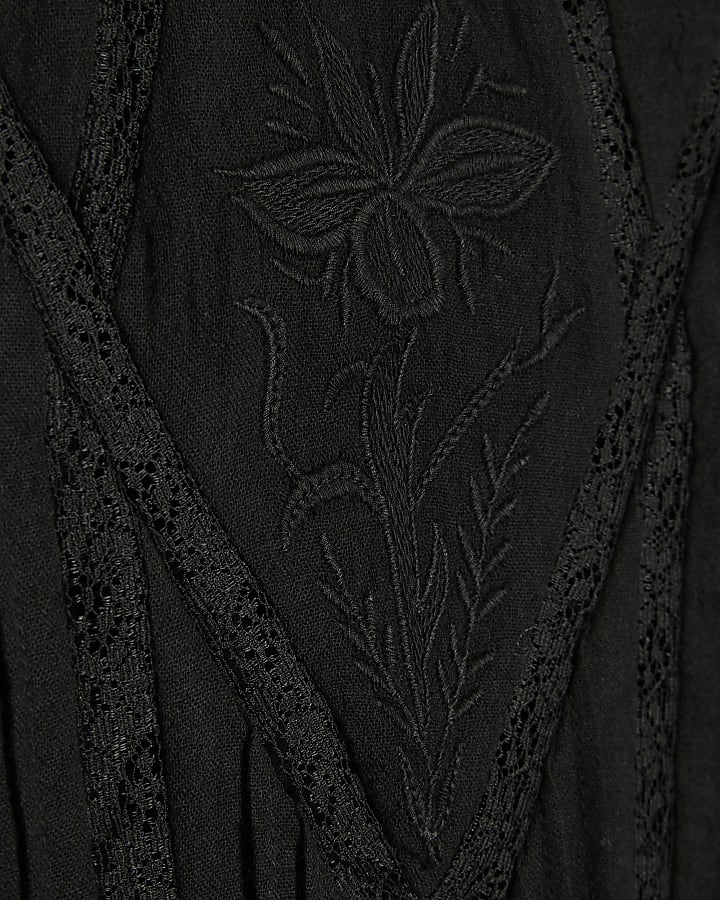 Black Lace Detail Blouse