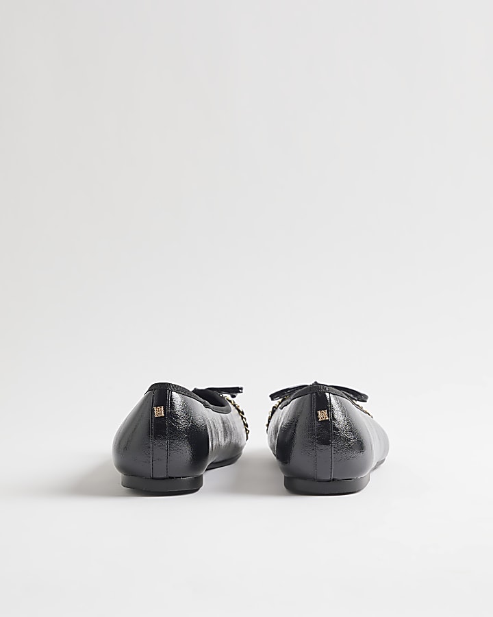 Black Wide Fit Toe Cap Ballet Flats