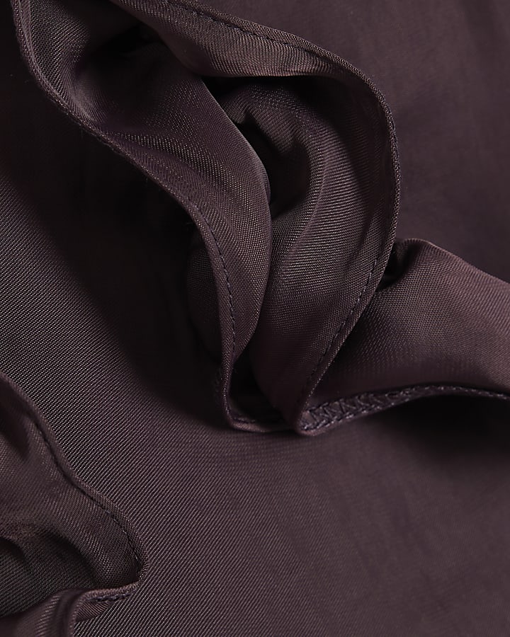 Purple Satin Ruffle Tank Top