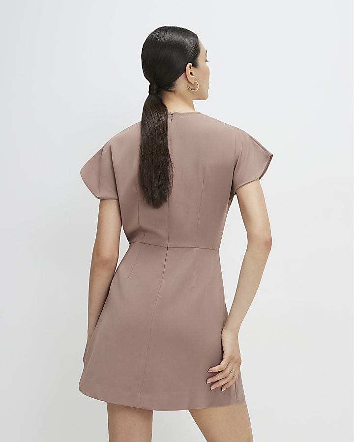 Beige Snaffle Trim Mini Dress