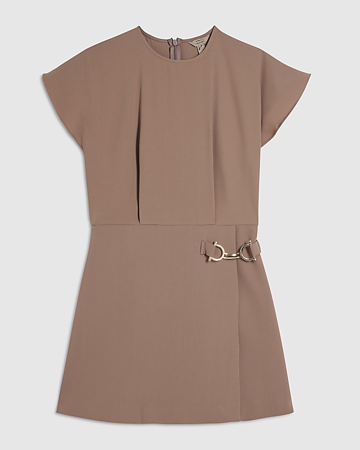 Beige Snaffle Trim Mini Dress