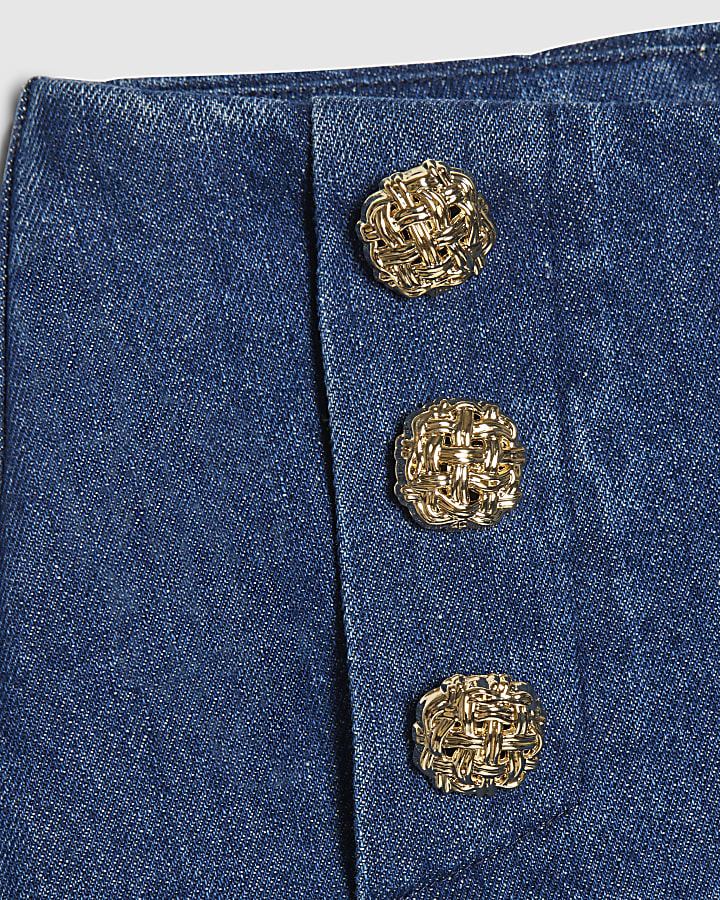 Blue Denim Button Skort