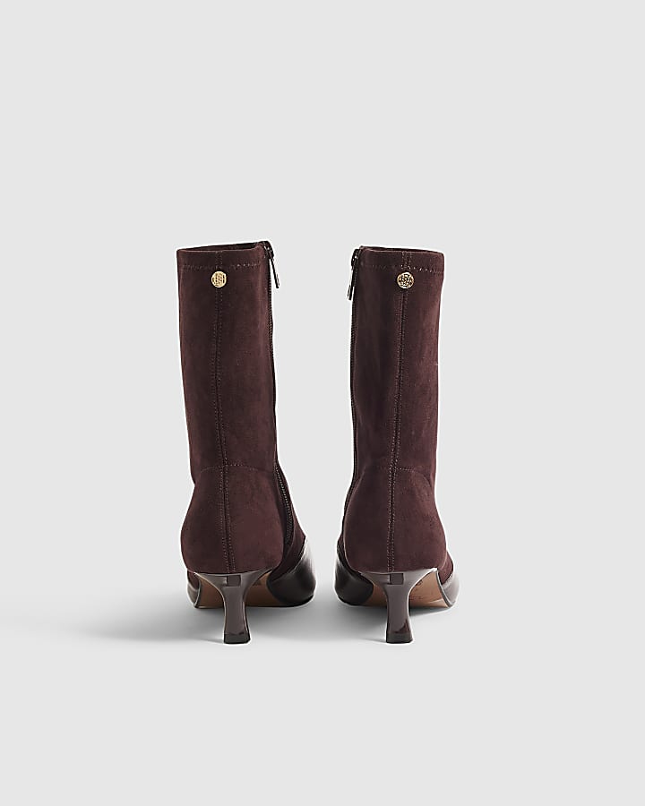 Burgundy Two Colour Stretch Sock Boots