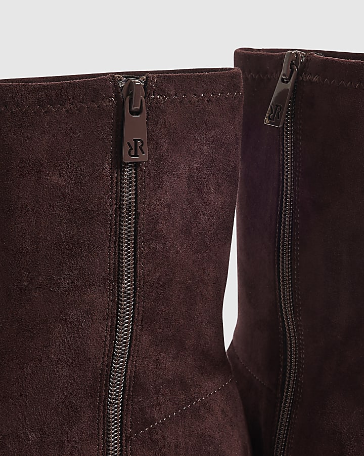 Burgundy Two Colour Stretch Sock Boots