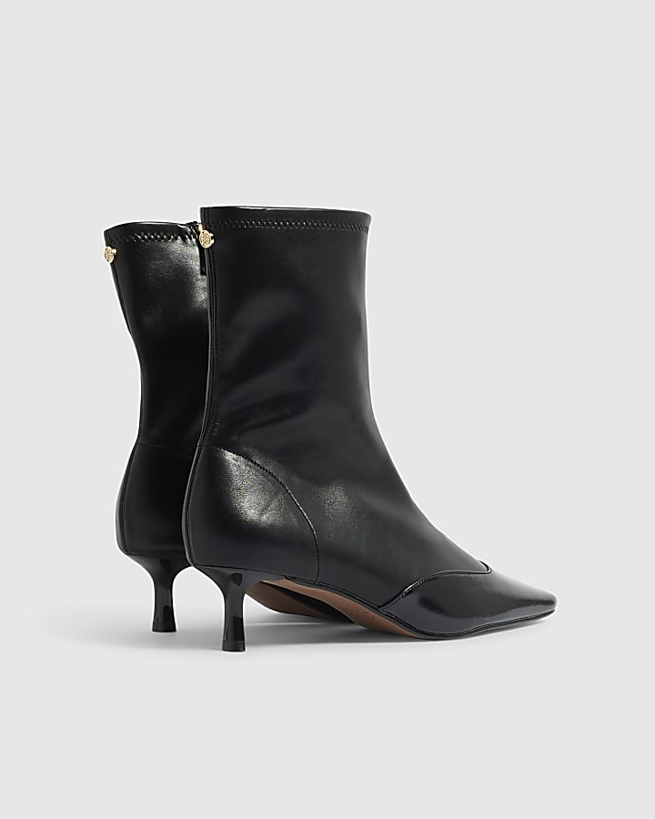Black Two Colour Stretch Sock Boot