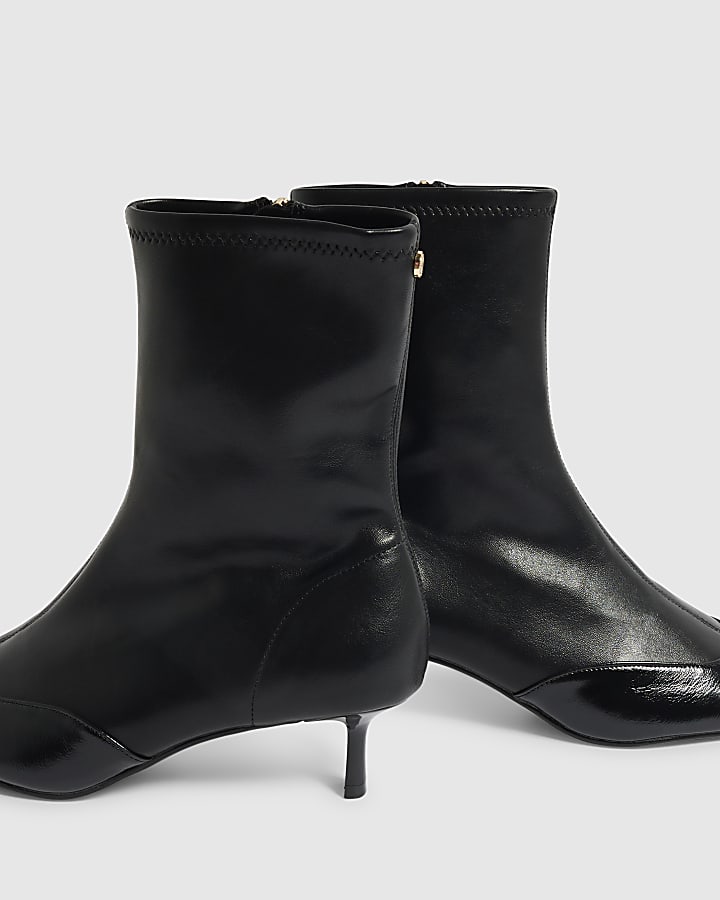Black Two Colour Stretch Sock Boot