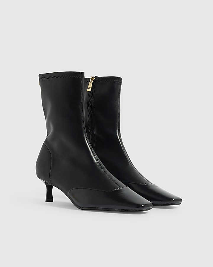 Black Two Colour Stretch Sock Boot
