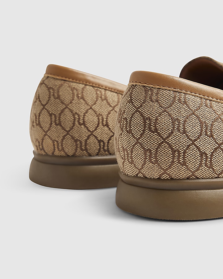 Beige Monogram Decal Loafers