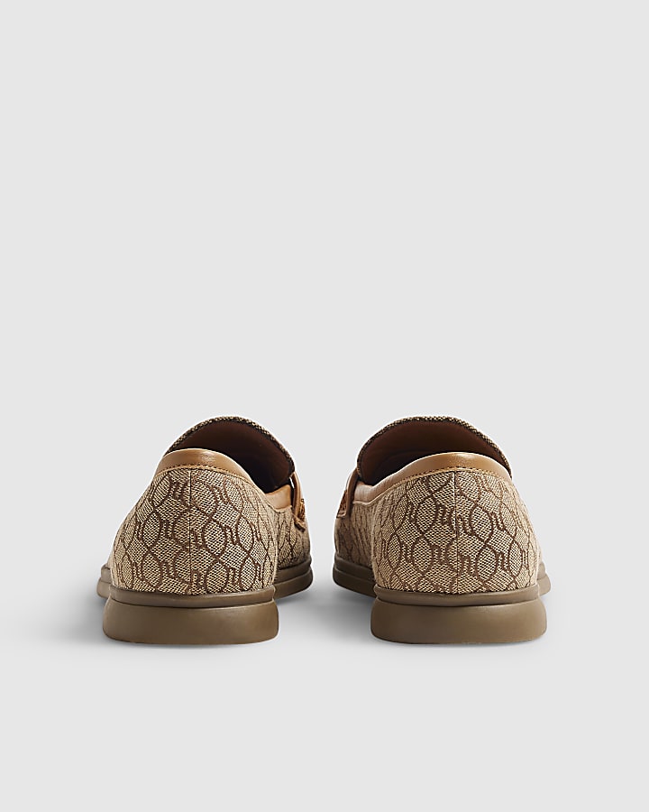 Beige Monogram Decal Loafers