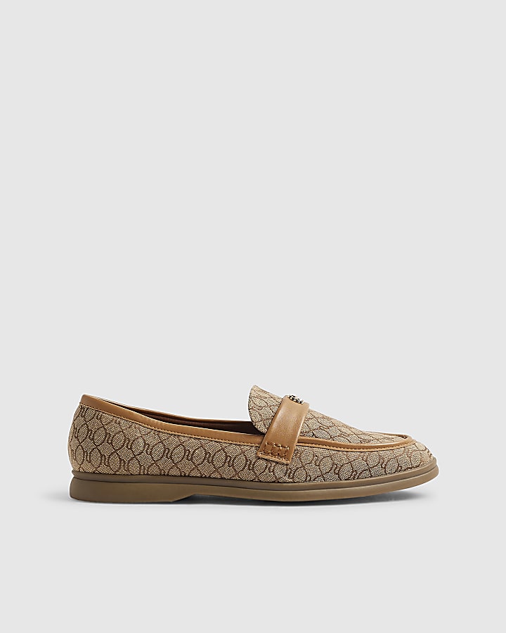 Beige Monogram Decal Loafers
