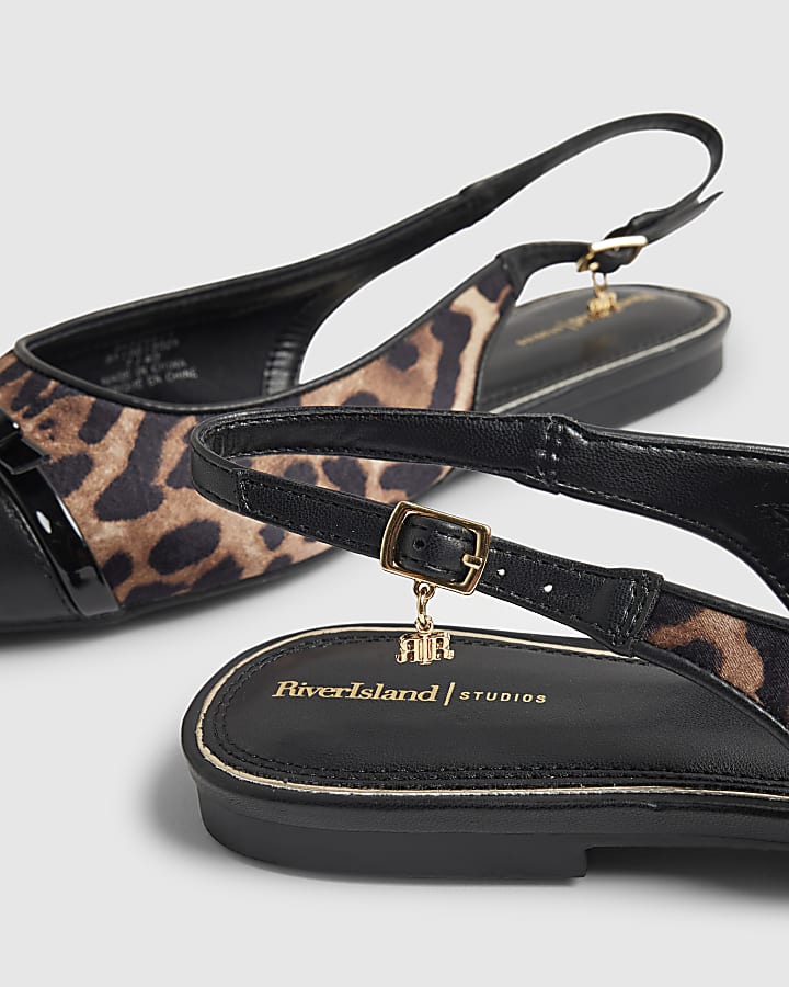 Brown Leopard Bow Slingback Point Toe Flats