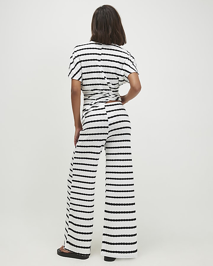 White Stripe Wide Leg Trousers