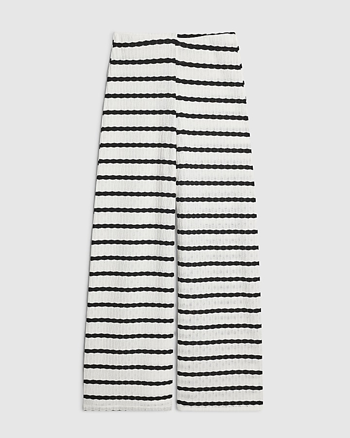 White Stripe Wide Leg Trousers