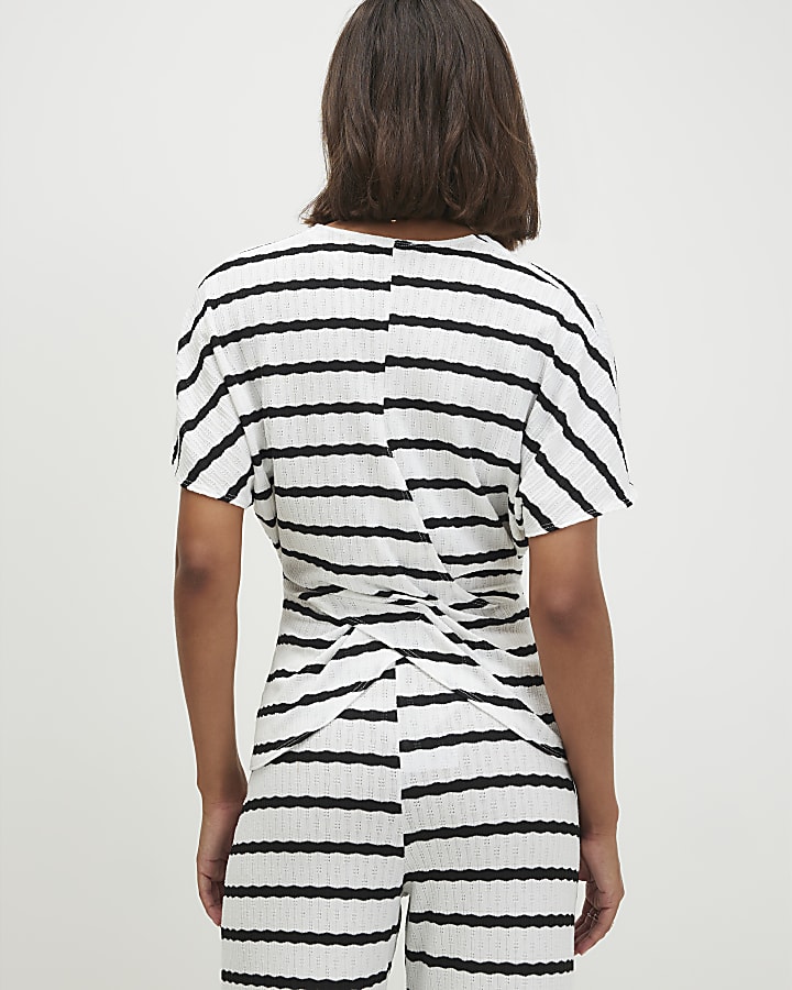 White Stripe Kimono T-Shirt