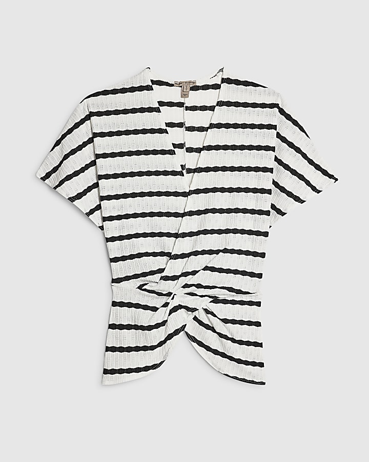 White Stripe Kimono T-Shirt