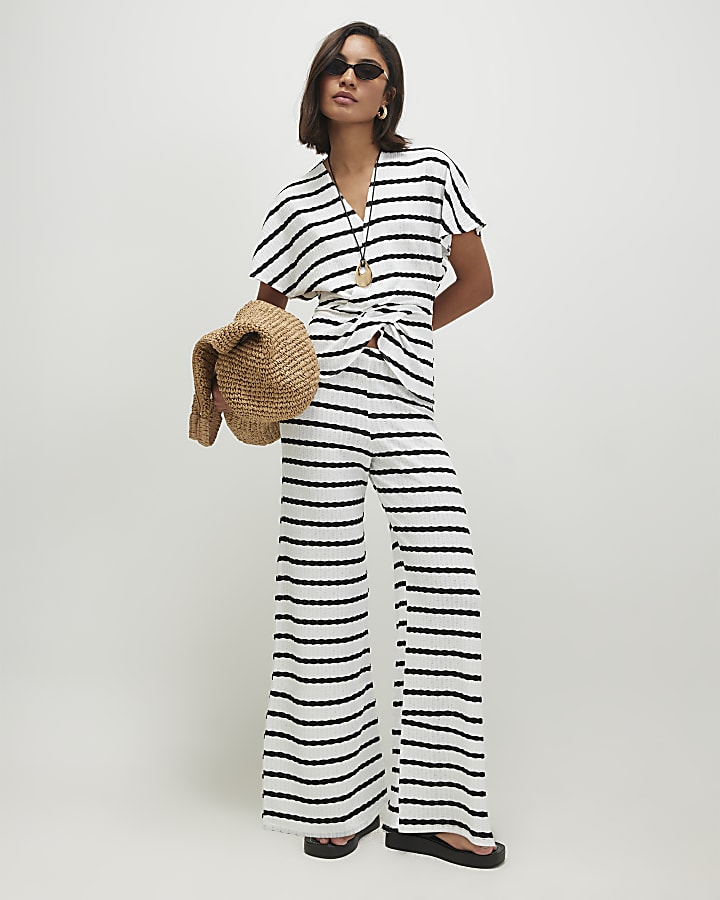 White Stripe Kimono T-Shirt