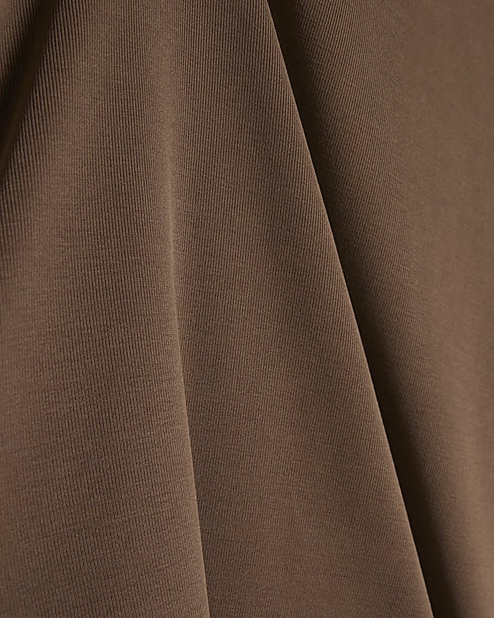 Brown Short Sleeve Batwing Top