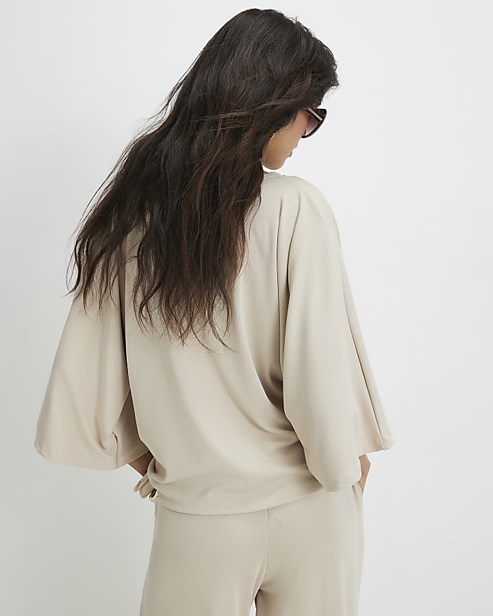 Beige Soft Touch Batwing Top