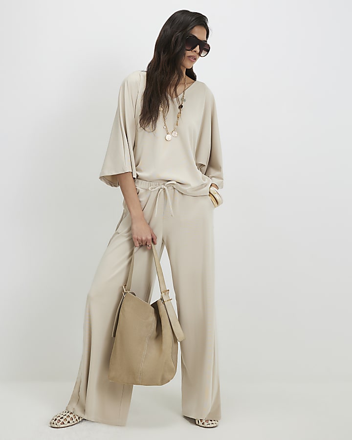 Beige Soft Touch Batwing Top