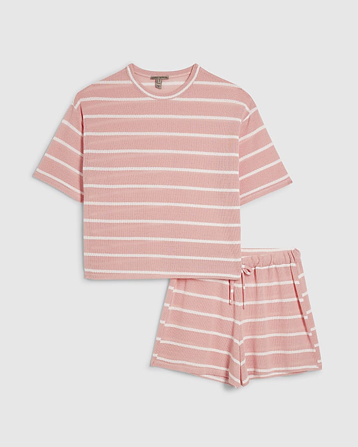 Pink Stripe T-shirt and Shorts Set