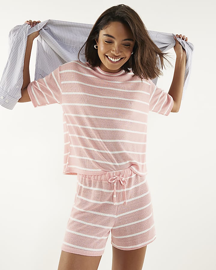 Pink Stripe T-shirt and Shorts Set