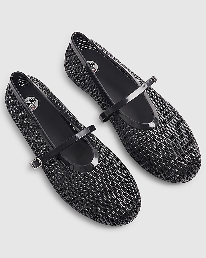 Black Mary Jane Strappy Jelly Shoes