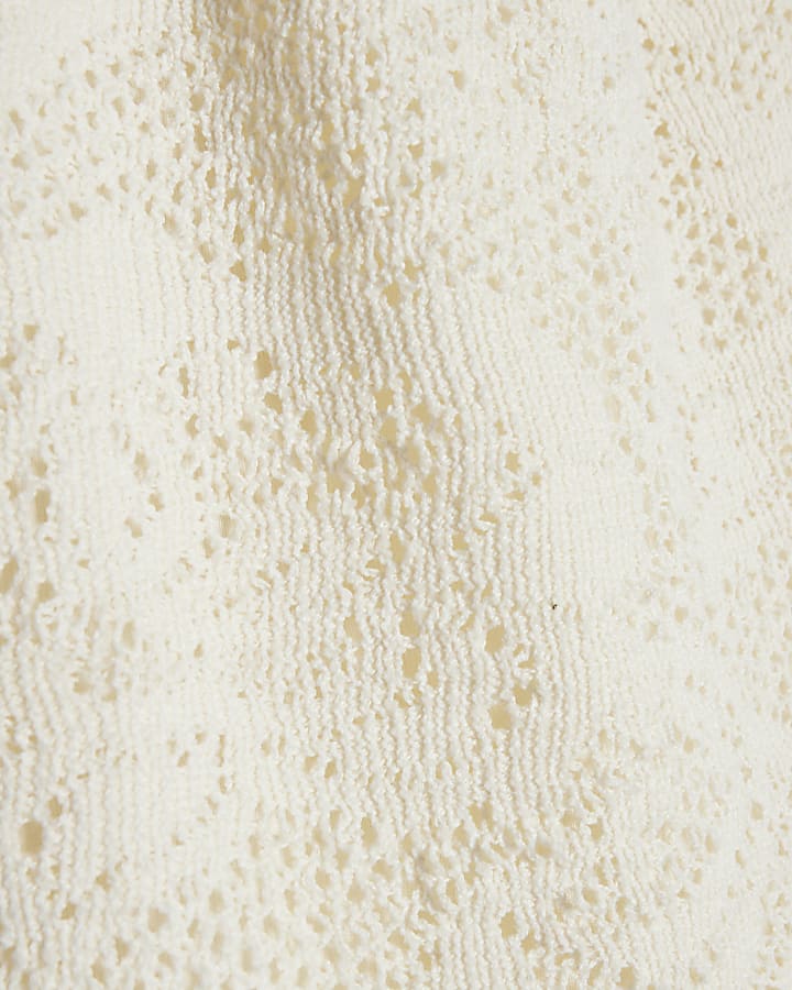 Cream Sleeveless Lace Hybrid Midi Dress