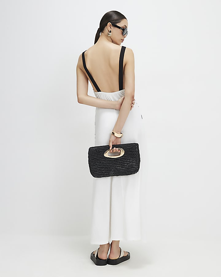 Black Geometric Textured Maxi Dress