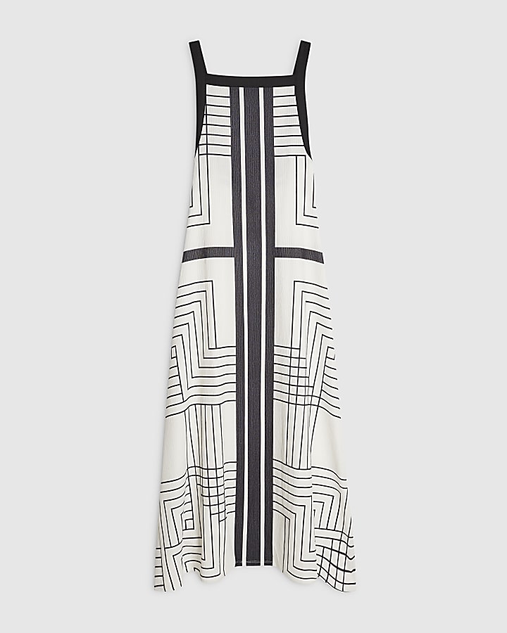 Black Geometric Textured Maxi Dress