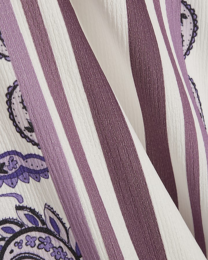 Purple Paisley Print Textured Maxi Dress