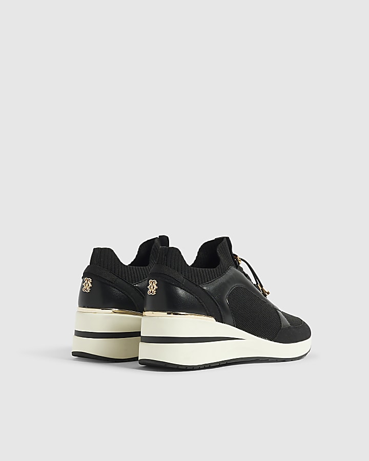 Black Flyknit Toggle Wedge Trainers