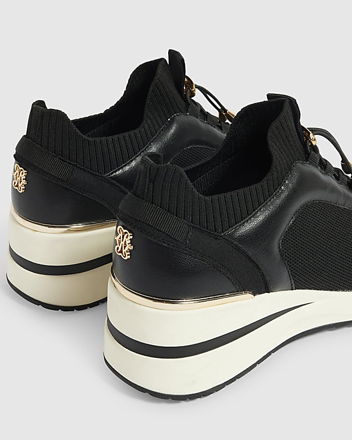 Black Flyknit Toggle Wedge Trainers