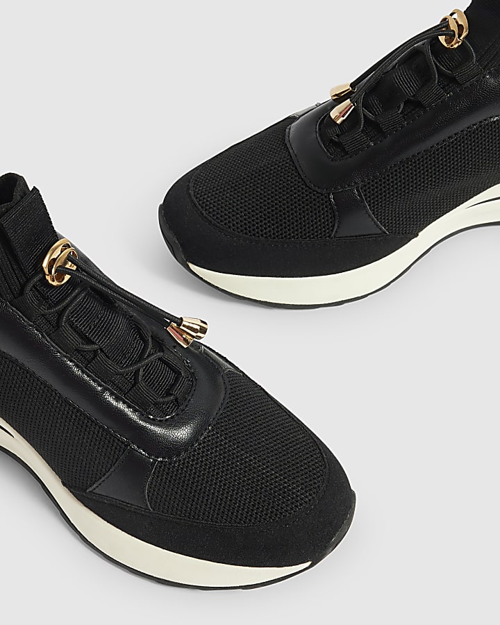 Black Flyknit Toggle Wedge Trainers
