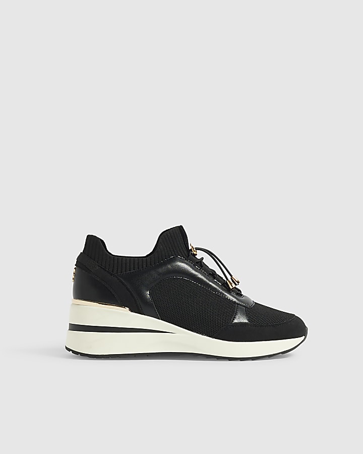 Black Flyknit Toggle Wedge Trainers