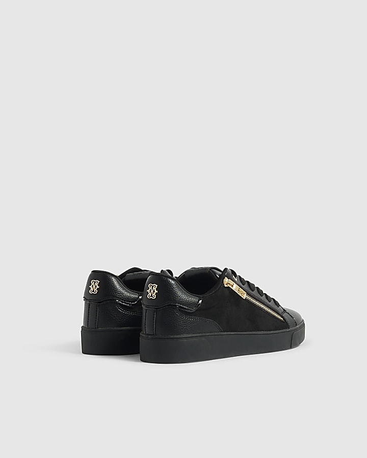 Black Zip Side Lace Up Trainers