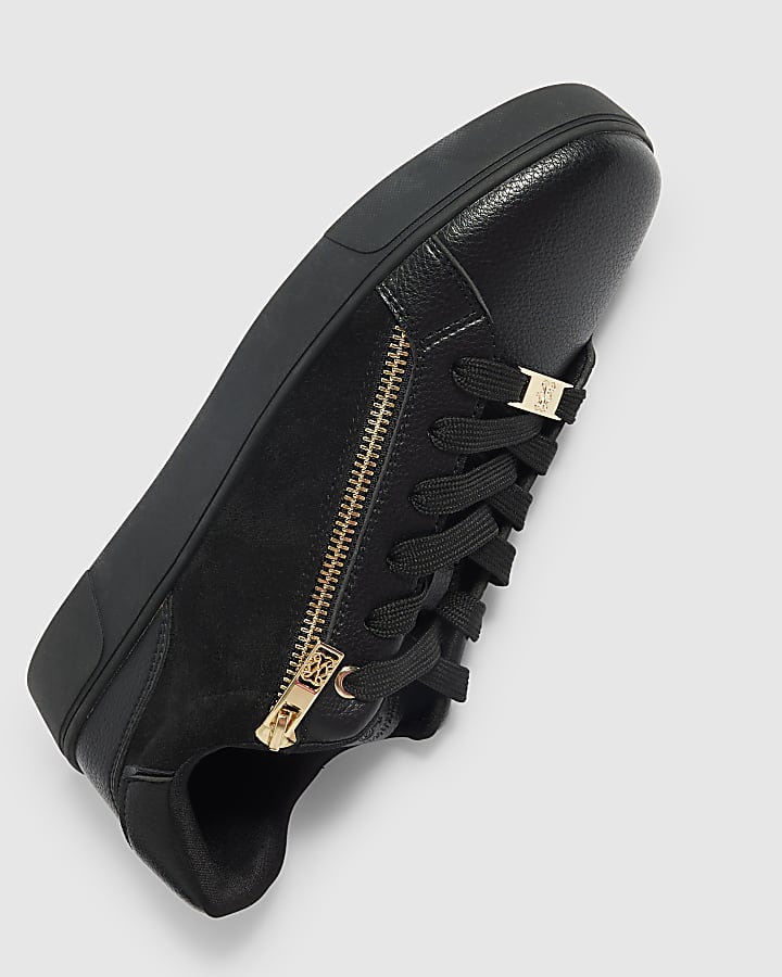 Black Zip Side Lace Up Trainers