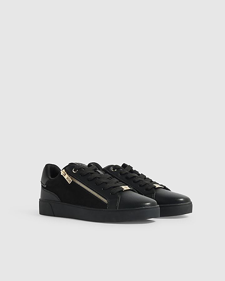 Black Zip Side Lace Up Trainers