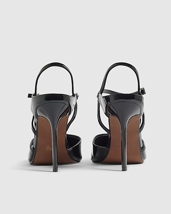 Black Strappy Skinny Heel Court