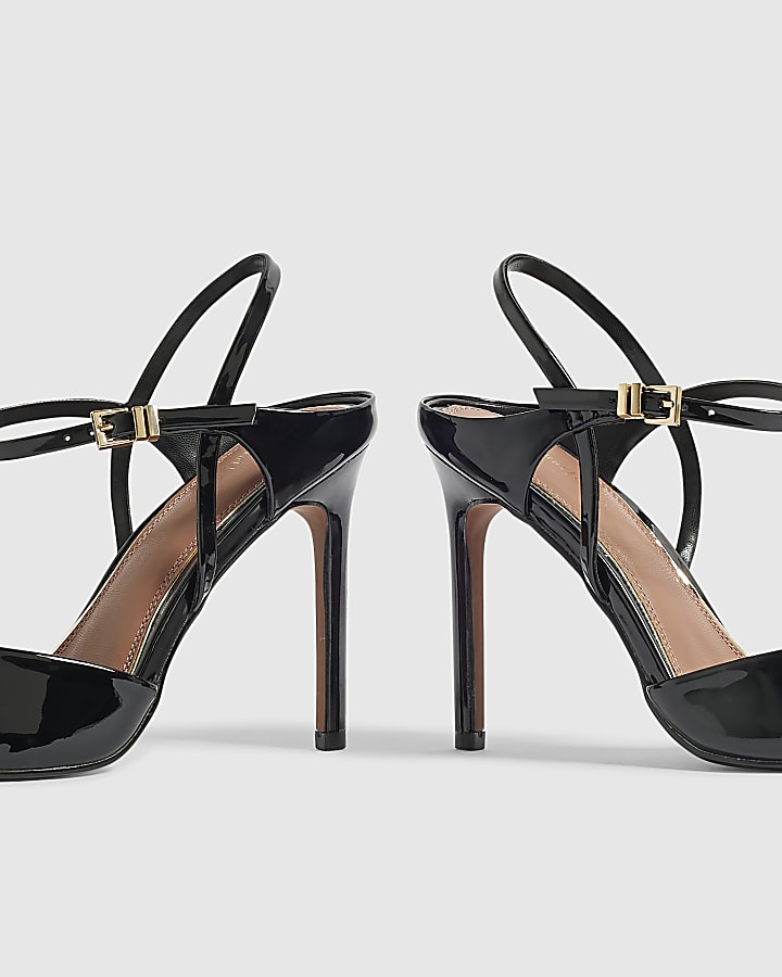 Black Strappy Skinny Heel Court