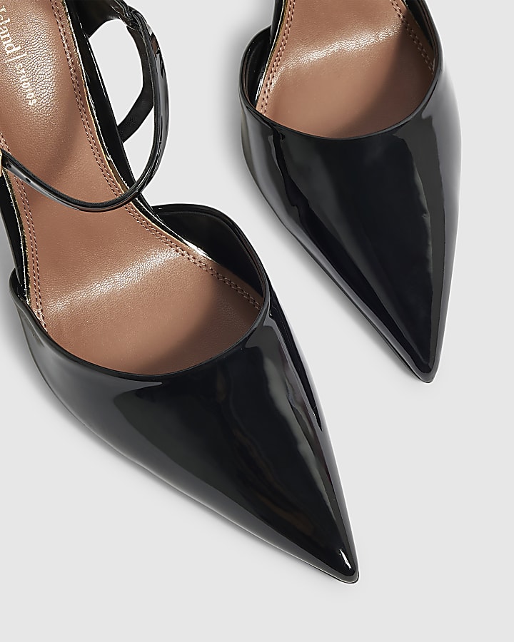 Black Strappy Skinny Heel Court